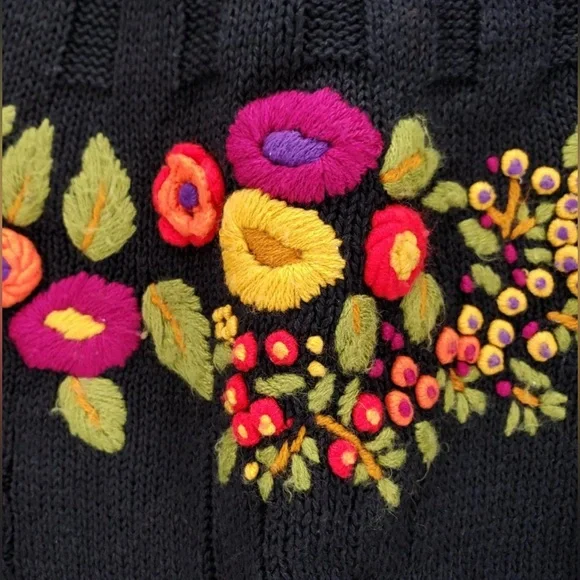 Vintage Embroidered Cable Knit Sweater Crew
Neck 80's 90's Retro Cottagecore - Picture 4 of 6